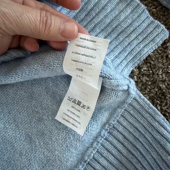 Jcrew sweater small blue long sleeve wool blend preppy ribbed wrist & collar - Picture 7 of 12